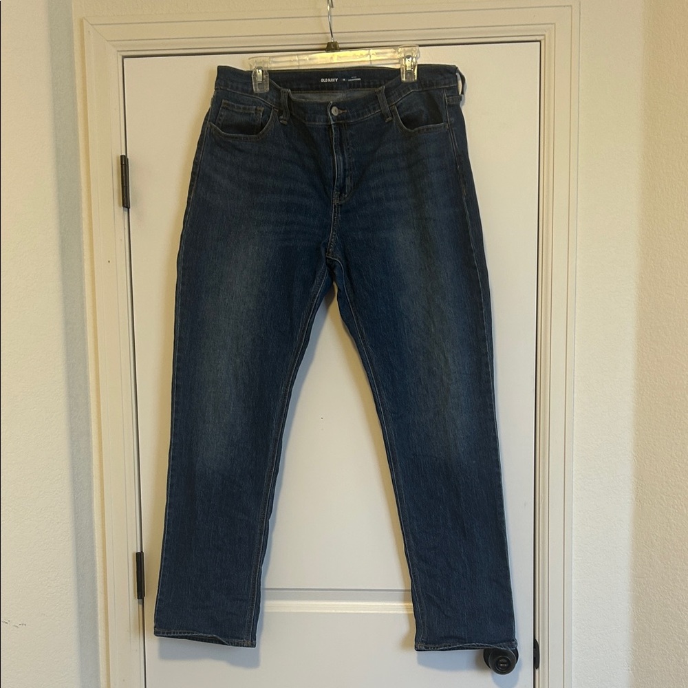 Women Mid Rise Wow Boyfriend Dark Denim Jeans Size 14